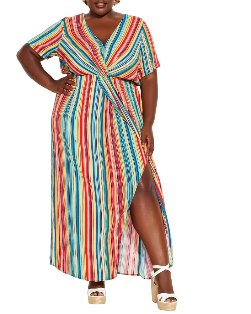 Plus size model wearing Lola Striped Maxi Dress by City Chic | Dia&Co | dia_product_style_image_id:200439
